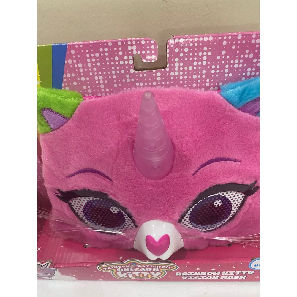 Rainbow Butterfly Unicorn Kitty Vision Mask | Dress-Up Plush Toy for Girls
